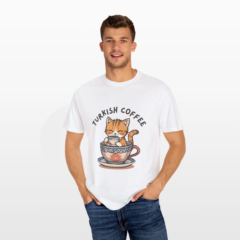 Turkish Coffee Cat Shirt • Comfort Colors® 1717 Tee • Cute Foodie Gift • Cozy Cat Lover Top • Unisex Garment-Dyed T-Shirt image 17