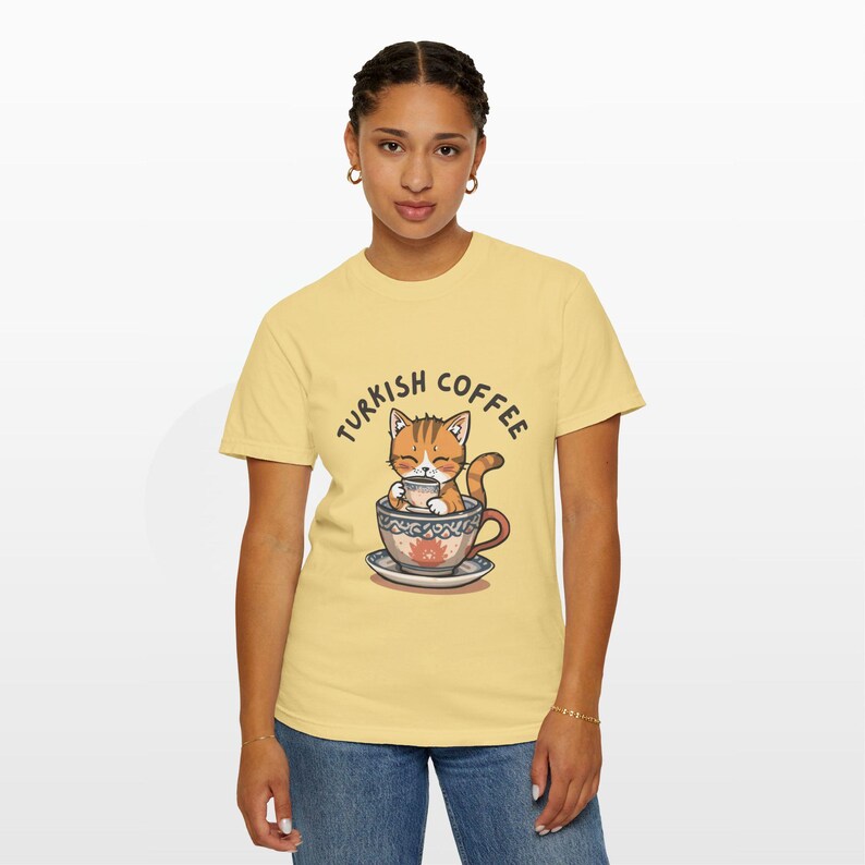 Turkish Coffee Cat Shirt • Comfort Colors® 1717 Tee • Cute Foodie Gift • Cozy Cat Lover Top • Unisex Garment-Dyed T-Shirt image 13