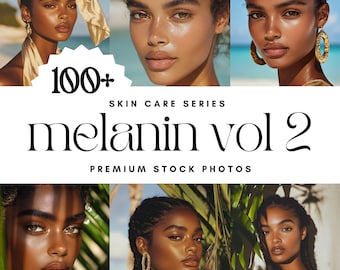 Melanin Skincare Stock Photos | Luxury Woman Images for Digital Marketing (Instant Download)