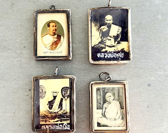 Thai Auspicious Monk Pendants, Thai Amulets, Buddhist Amulet, Vintage
