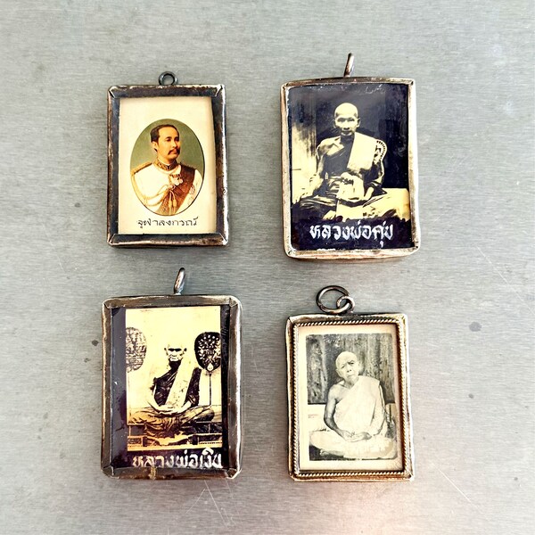 Thai Auspicious Monk Pendants, Thai Amulets, Buddhist Amulet, Vintage