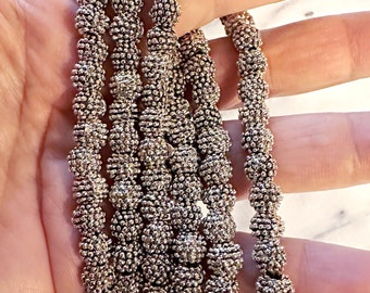 6mm Silver Alloy Granulated Round Beads, 16 inch strand, Spacer Beads, Seamless, Bali Style, Jewelry Making Supplies, Beading Supplies