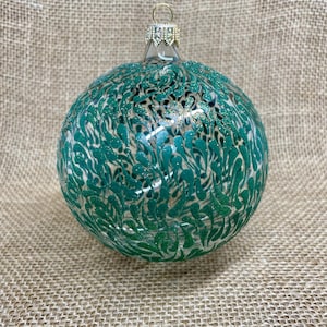 Hand painted glass bauble Christmas ornament