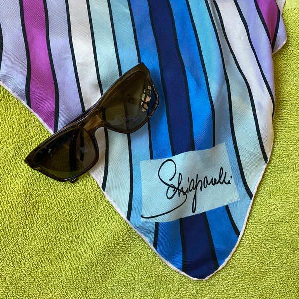 1960s Elsa Schiaparelli Silk Scarf Palm Royale Era Summer Chic / 60s Mod Palm Beach Glam / Japan / Hand Rolled Edge 60s Fashion Staple