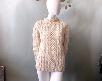 Vintage Fisherman Knit Sweater Tally Ho Made in Italy Hand Knit sz M to L Boyfriend Fit / 1970s Preppy Classic