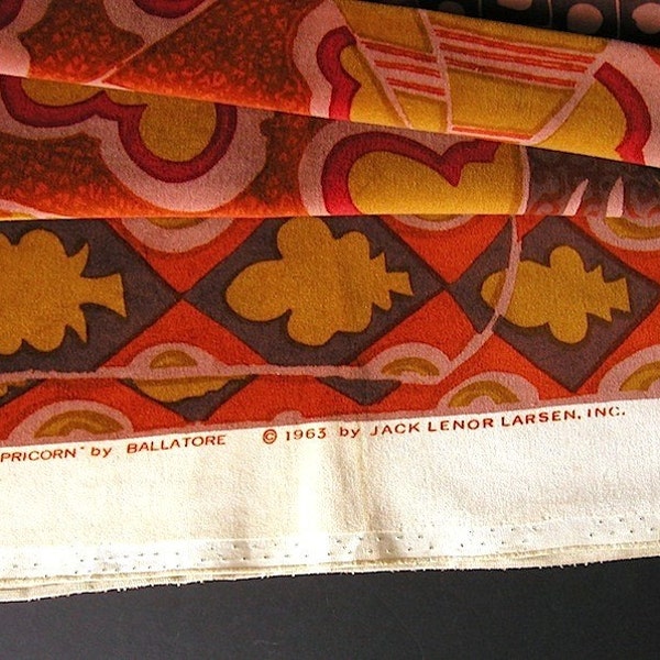 ON HOLD - pillow fabric yardage Jack Lenor Larsen printed cotton velvet 1963 Tropic of Capricorn by Tony Ballatore