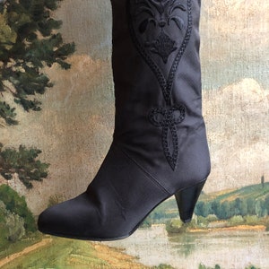 Y2k Era Bruno Magli Black Gore Tex Embroidered Calf Boots sz 35 4.5 to 5 US