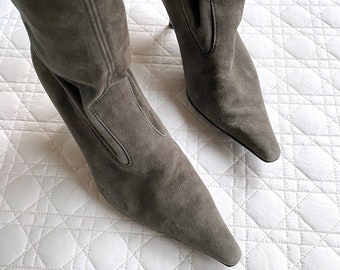 Y2K Era 1990s Peter Kaiser Germany Suede Knee High Boots US 8 Winter Runway Glam