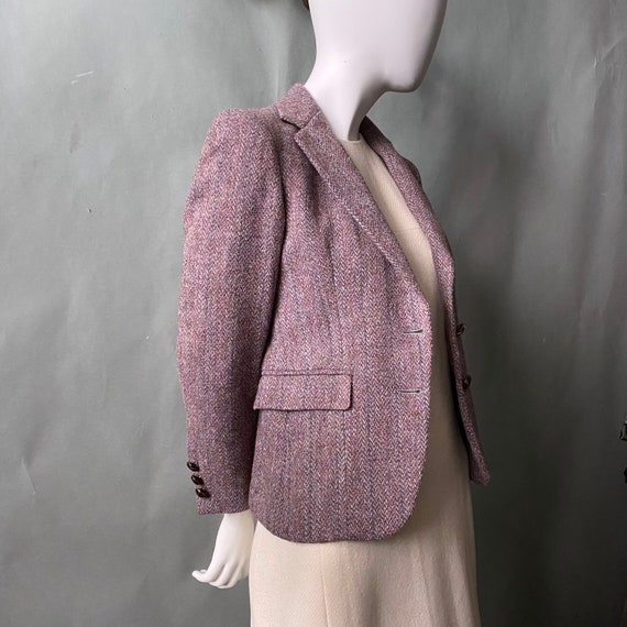 70s 80s Harris Tweed Blazer sz S Dusty Mauve Pink… - image 3