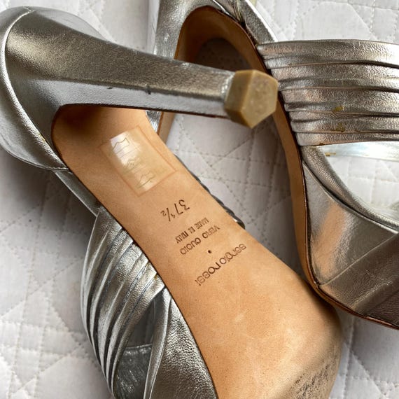 Y2K Era Disco Silver SERGIO ROSSI Heels - Sz 37.5 - Hollywood Red