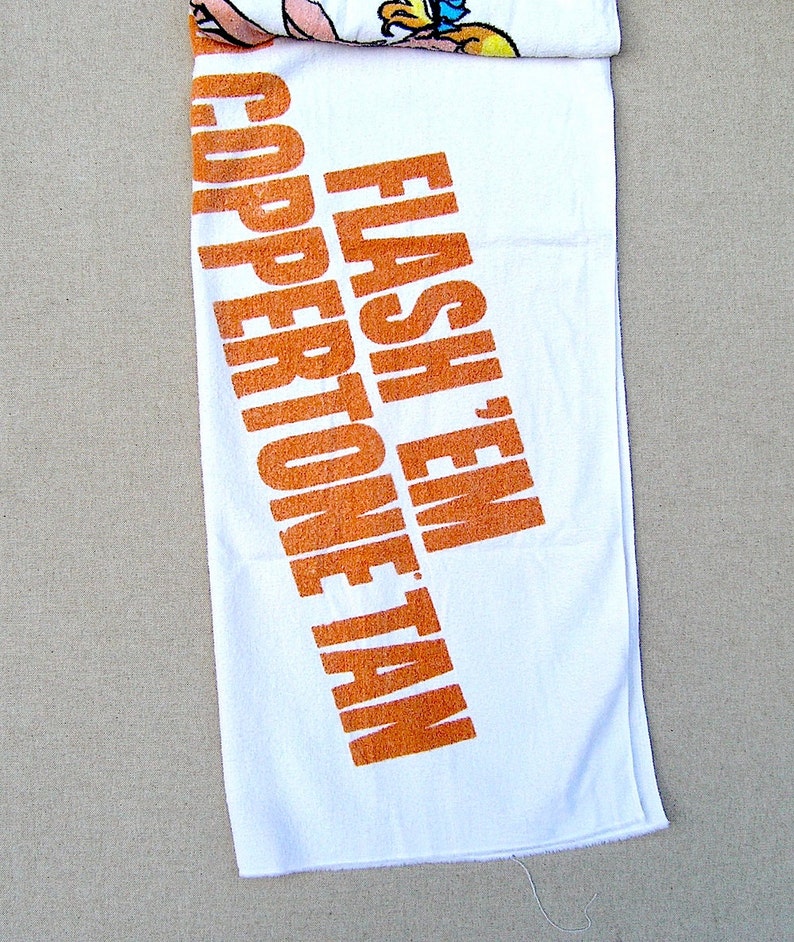 70s beach towel Coppertone terry cloth promotional swim | Etsy