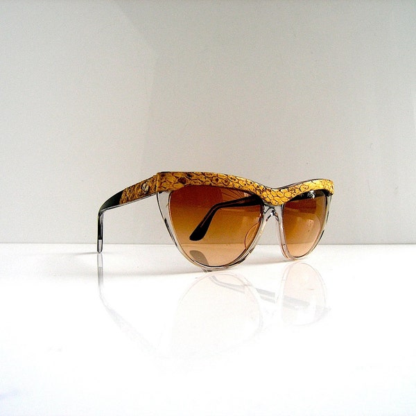 80s designer sunglasses snakeskin detail - hand made France - Prince Michel de Bourbon 1980s fashion