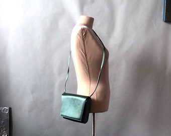 Vintage 1980s Charles Jourdan Paris Disco Bag / Evening Shoulder Bag Vtg Green Satin Mini Purse / 70s 80s Studio 54 Fashion Glam