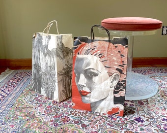 1970s Bloomingdales Shopping Bag Set 2 - Michael Vollbracht Artist - 70s NYC Department Store Memorabilia / Production Design Realness