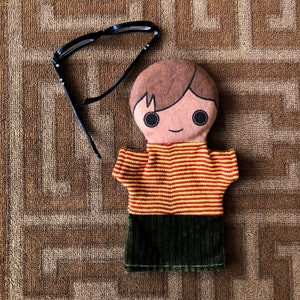 1970s American Guidance Service Teaching Doll Puppet Childrens Therapy Tool / Fabric Rag Doll Finger Puppetry / Adorable Boy Character