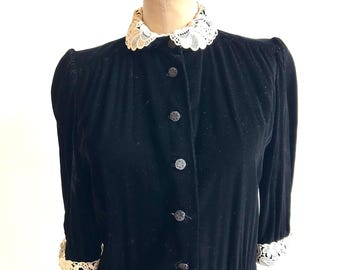 Giorgio Sant' Angelo Black Goth Lace Trim Dress Wednesday Addams Halloween Ready Small to Medium 4 6