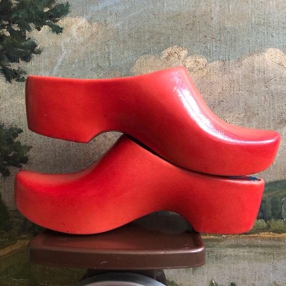 Vintage 70s 80s Jollys Mit Fubbett Red Garden Clog Shoes US 7 Etsy