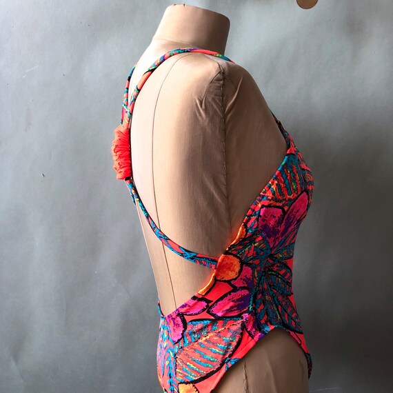 1980s 90s Bathing Suit Mod Barbiecore Floral Mail… - image 6