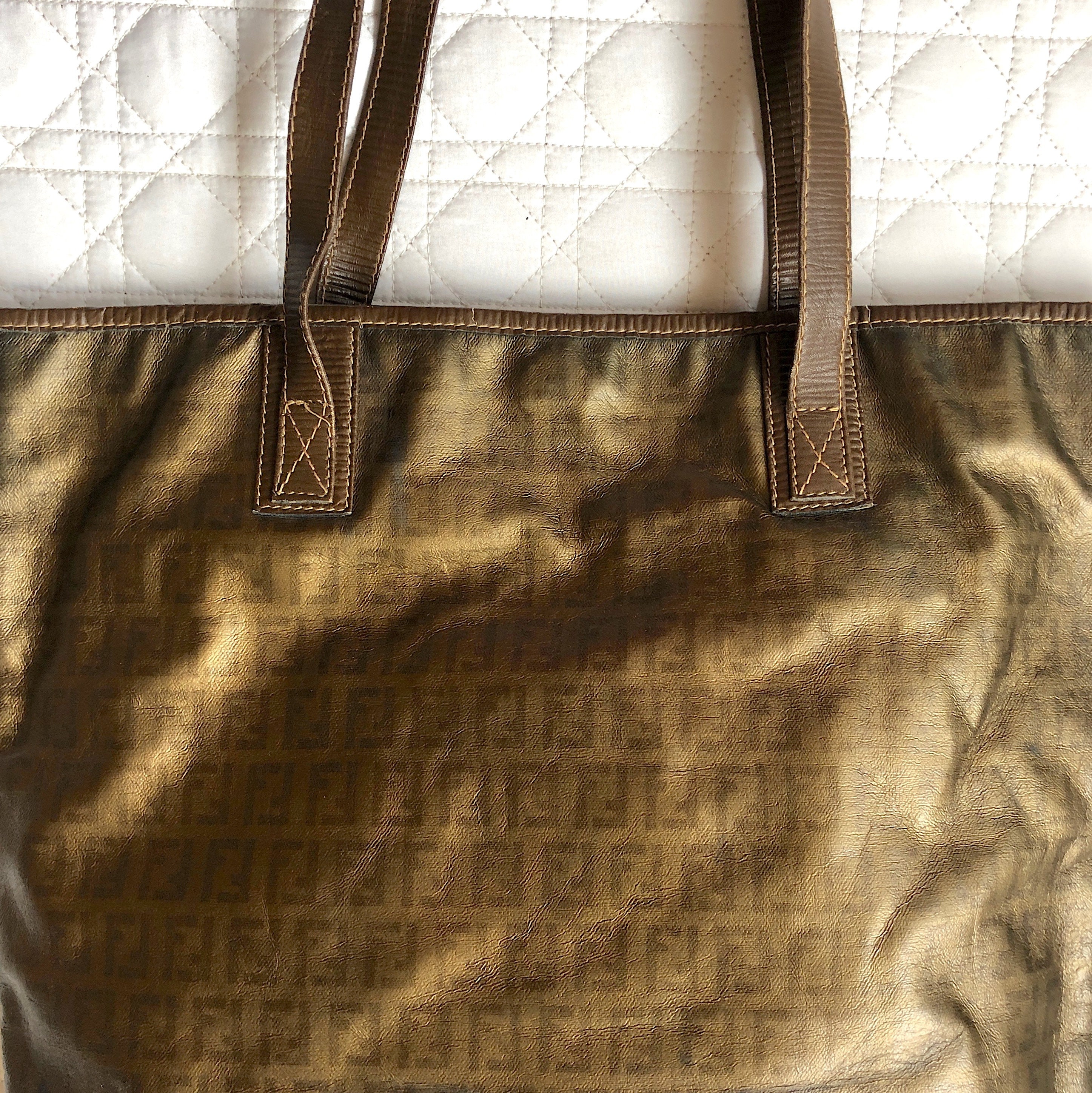 FENDI: Sunshine bag in raffia with FF monogram embroidered in