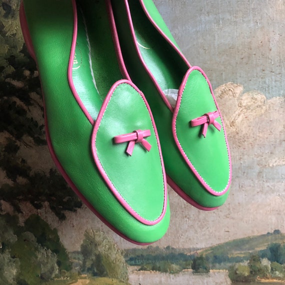 Bemiddelaar Derde Kantine Belgische schoenen / sz 7 Bright Green Hot Pink MIDINETTE - Etsy België