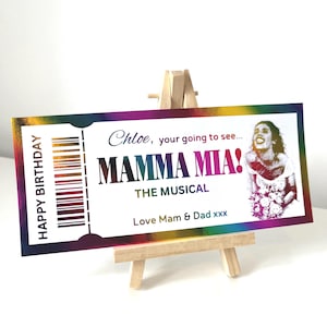 MAMMA MIA | Personalisierte Folie Event Ticket | Benutzerdefinierte Ereignis-Karte | Überraschungsgeschenk-Karte | Spieluhr | Andenken | Personalisierter Gutschein
