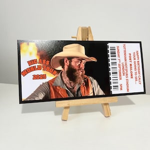 Post Malone Custom Event Ticket | Personalisiertes Event Ticket | Benutzerdefinierte Ereignis-Karte | Überraschungsgeschenk-Karte | Andenken | Konzert | Big Ass Tour