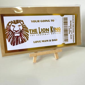 Das König der Löwen Spiel | Personalisierte Folie Event Ticket | Benutzerdefinierte Ereignis-Karte | Überraschungsgeschenk-Karte | Andenken | Personalisierter Gutschein