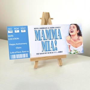 Mamma Mia Musical benutzerdefinierte Karte | Personalisiertes Event Ticket | Benutzerdefinierte Ereignis-Karte | Überraschungsgeschenk-Karte | Souvenir| Andenken |