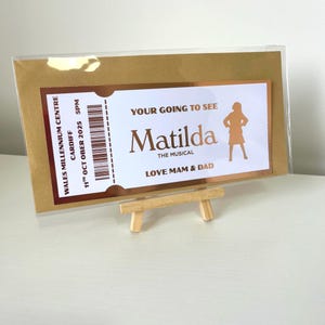 Matilda Spieluhr | Personalisierte Folie Event Ticket | Benutzerdefinierte Ereignis-Karte | Überraschungsgeschenk-Karte | Andenken | Personalisierter Gutschein