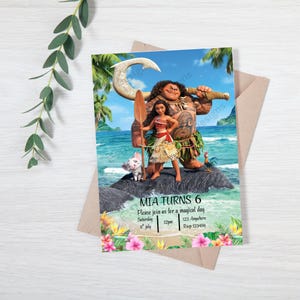 Disney Moana Thema Geburtstagseinladung | Kindergeburtstagseinladung | Bearbeitbare digitale Einladung |