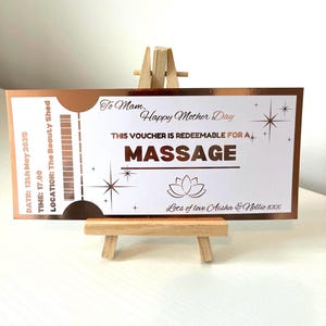 Wohlfühlen | Massage | Personalisierte Folie Event Ticket | Benutzerdefinierte Ereignis-Karte | Überraschungsgeschenk-Karte | Andenken | Andenken | Personalisierter Gutschein