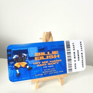 Billie Eilish benutzerdefinierte Ticket | Personalisiertes Event Ticket | Benutzerdefinierte Ereignis-Karte | Überraschungsgeschenk-Karte | Hit Me Hard Tour | Andenken | Konzert