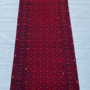 3x13 Afghan Handmade Bashiri Runner Rug - Traditional Vintage Rug - Oriental Antique Rug -Geometric Wool Area Rug - Entryway Living Room Rug