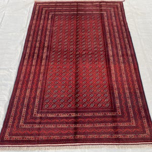 7x10 Vintage Tribal Rug - Handmade Afghan Mouri Gol Rug - Traditional Veg Dyes Wool Rug - Geometric Antique Carpet - Bedroom Living Room Rug