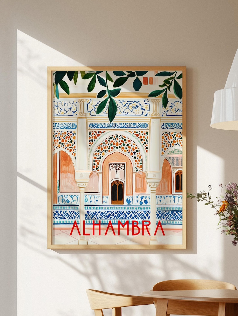 Alhambra De Granada Art Print Vintage Travel Poster Spain Art Print 