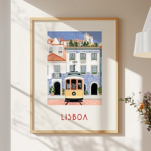 Lisbon Art Print – Vintage Travel Poster Europe Art Print Portugal Wall Art Lisbon Travel Gift, Modern Lisbon Poster Art Lisboa Art Print