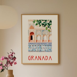 Alhambra De Granada Art Print – Vintage Travel Poster Spain Art Print Andalusia Wall Art Alhambra Granada Poster Modern Travel Poster Spain