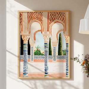 Alhambra De Granada Art Print – Vintage Travel Poster Spain Art Print Andalusia Wall Art Alhambra Granada Poster Modern Travel Poster Spain