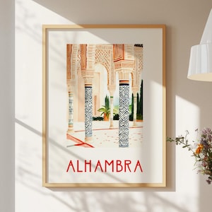 Alhambra De Granada Art Print – Vintage Travel Poster Spain Art Print Andalusia Wall Art Alhambra Granada Poster Modern Travel Poster Spain