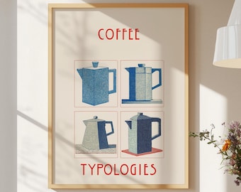 Coffee Poster – Retro Coffee Print Espresso Coffee Bar Print Vintage Coffee Wall Art Coffee Shop Poster Kitchen Wall Art Trendy Retro Poster