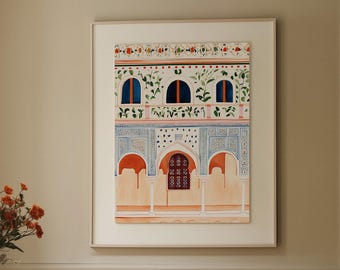 Alhambra De Granada Art Print – Vintage Travel Poster Spain Art Print Andalusia Wall Art Alhambra Granada Poster Modern Travel Poster Spain