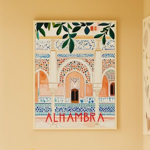 Alhambra De Granada Art Print – Vintage Travel Poster Spain Art Print Andalusia Wall Art Alhambra Granada Poster Modern Travel Poster Spain