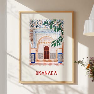 Alhambra De Granada Art Print – Vintage Travel Poster Spain Art Print Andalusia Wall Art Alhambra Granada Poster Modern Travel Poster Spain