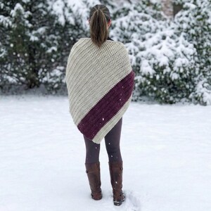 Crochet Triangle Wool Wrap | Handmade Chunky Asymmetrical Shawl