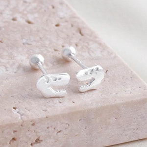 T-Rex Cartilage Stud Earring, Sterling Silver Stud Earring, Screw-back, Delicate Jewellery, Gift for Her, Gift for Mum, Christmas Gift