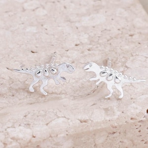 T-Rex-oorknopjes in sterlingzilver, kleine dino-oorknopjes, dinosaurussensieraden, cadeau voor haar, cadeau voor moeder, kerstcadeau, cadeau-idee
