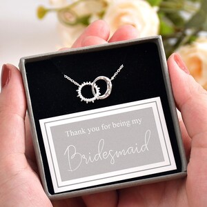 Collar de sol y luna S925, regalo para dama de honor, regalo de cumpleaños, regalo de agradecimiento, regalo para mujer, regalo de boda, regalo para ella con caja de regalo y tarjeta