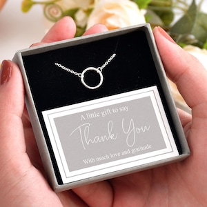 Danke Geschenk, S925 Kreis Halskette mit Geschenkbox & Karte, Damen CZ Halskette, Wertschätzung Geschenk für Sie, Dankbarkeit Geschenk, Geschenk für die Beste Freundin