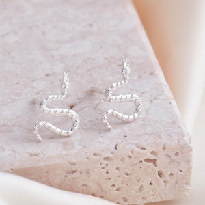 Sterling Silver Snake Stud Earrings, Animal Stud Earrings, Delicate Jewellery, Gift for Her, Gift for Women, Christmas Gift, Gift Idea