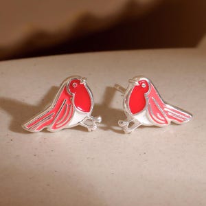 Sterling Silver Robin Stud Earrings, Cute Robin Bird Earrings, Robin Jewellery for Christmas Gift, Animal Studs, Robin Lovers Gift for Her